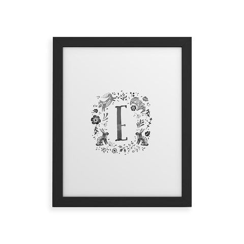 Wonder Forest Folky Forest Monogram Letter E Framed Art Print