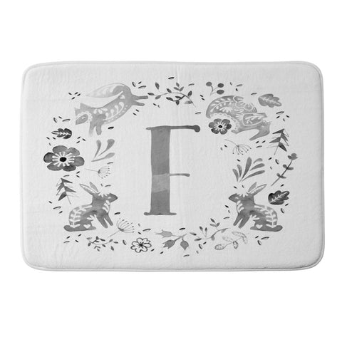 Wonder Forest Folky Forest Monogram Letter F Memory Foam Bath Mat