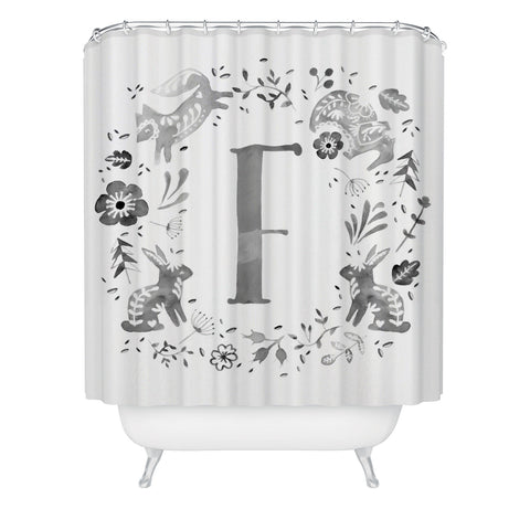 Wonder Forest Folky Forest Monogram Letter F Shower Curtain