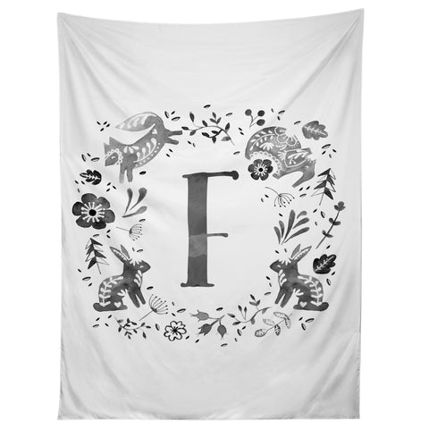 Wonder Forest Folky Forest Monogram Letter F Tapestry