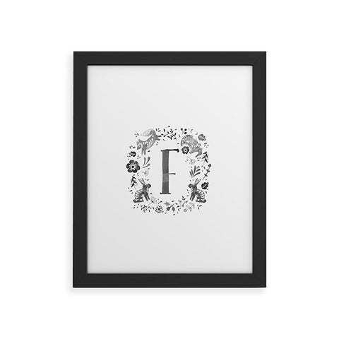 Wonder Forest Folky Forest Monogram Letter F Framed Art Print