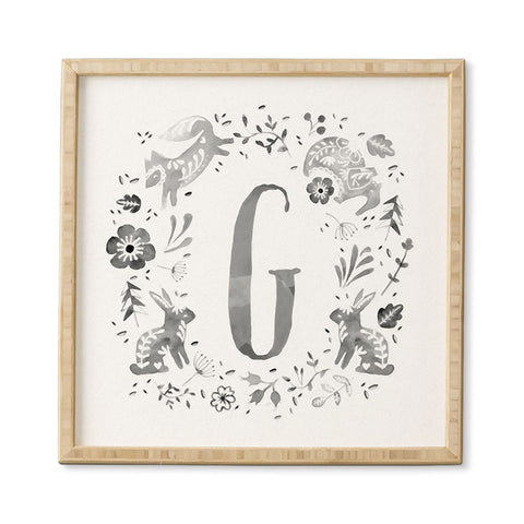 Wonder Forest Folky Forest Monogram Letter G Framed Wall Art