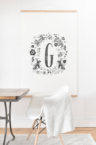 Wonder Forest Folky Forest Monogram Letter G Art Print And Hanger