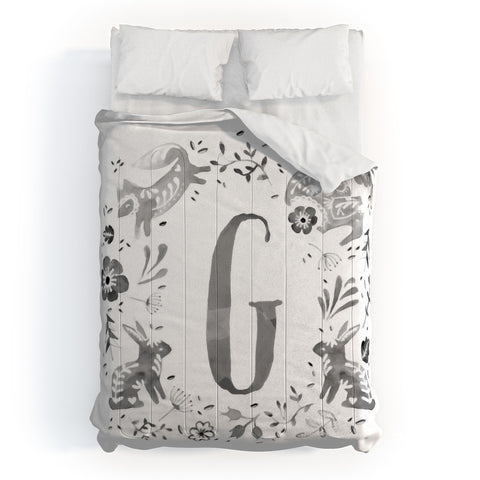 Wonder Forest Folky Forest Monogram Letter G Comforter