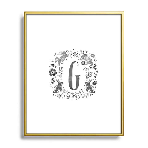 Wonder Forest Folky Forest Monogram Letter G Metal Framed Art Print