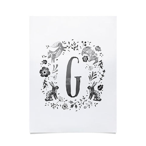 Wonder Forest Folky Forest Monogram Letter G Poster