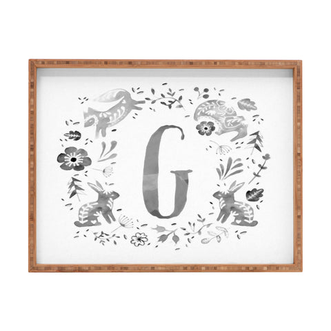 Wonder Forest Folky Forest Monogram Letter G Rectangular Tray