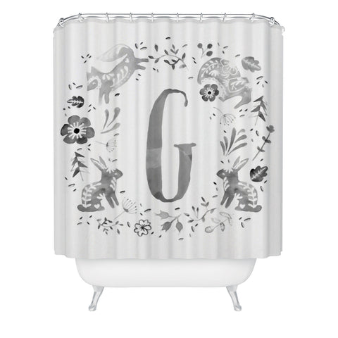 Wonder Forest Folky Forest Monogram Letter G Shower Curtain