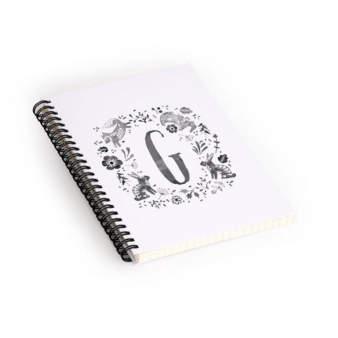 Wonder Forest Folky Forest Monogram Letter G Spiral Notebook