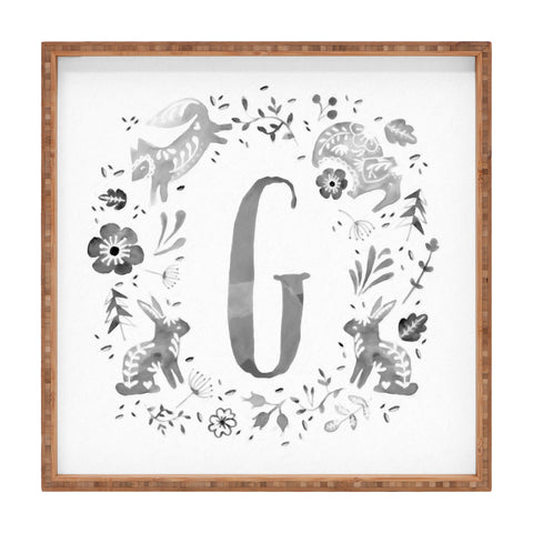 Wonder Forest Folky Forest Monogram Letter G Square Tray