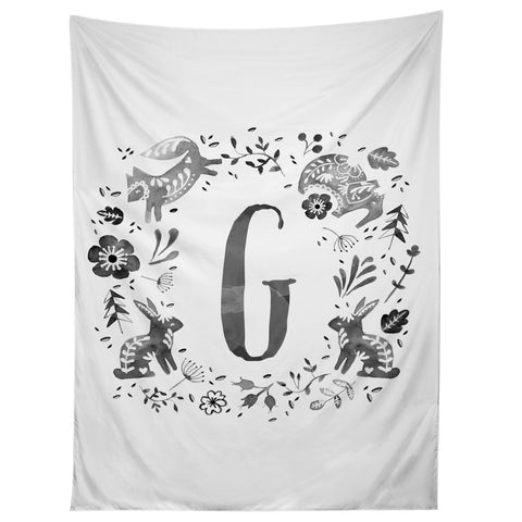 Wonder Forest Folky Forest Monogram Letter G Tapestry