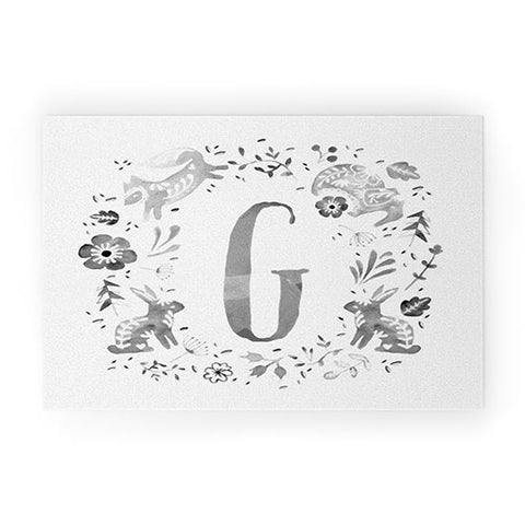 Wonder Forest Folky Forest Monogram Letter G Welcome Mat
