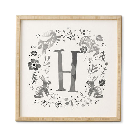 Wonder Forest Folky Forest Monogram Letter H Framed Wall Art