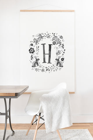 Wonder Forest Folky Forest Monogram Letter H Art Print And Hanger