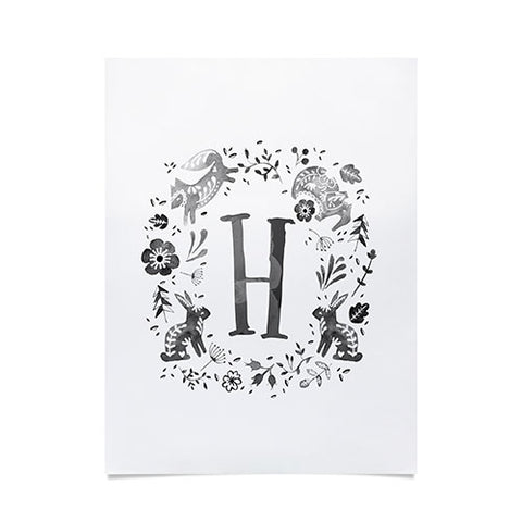 Wonder Forest Folky Forest Monogram Letter H Poster