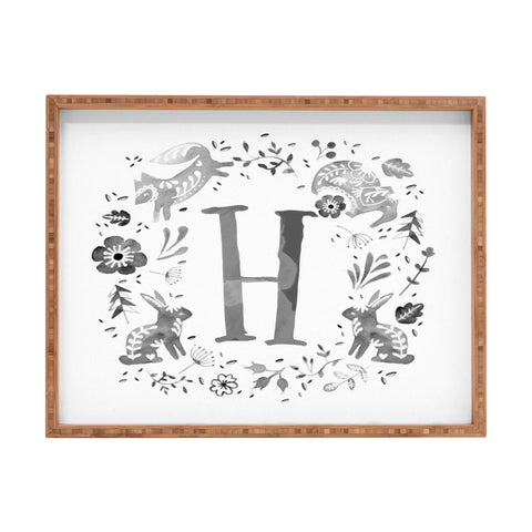 Wonder Forest Folky Forest Monogram Letter H Rectangular Tray