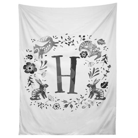 Wonder Forest Folky Forest Monogram Letter H Tapestry