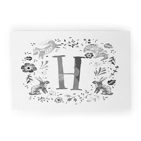Wonder Forest Folky Forest Monogram Letter H Welcome Mat