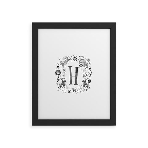 Wonder Forest Folky Forest Monogram Letter H Framed Art Print