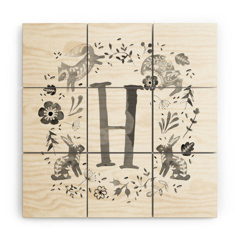 Wonder Forest Folky Forest Monogram Letter H Wood Wall Mural