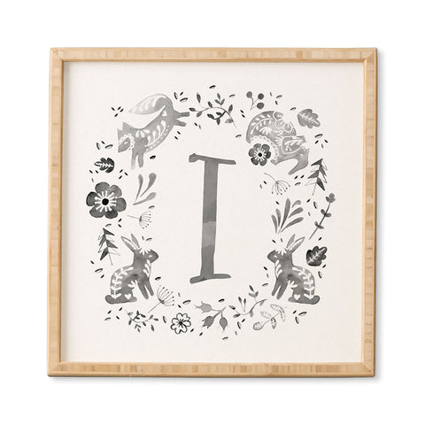 Wonder Forest Folky Forest Monogram Letter I Framed Wall Art