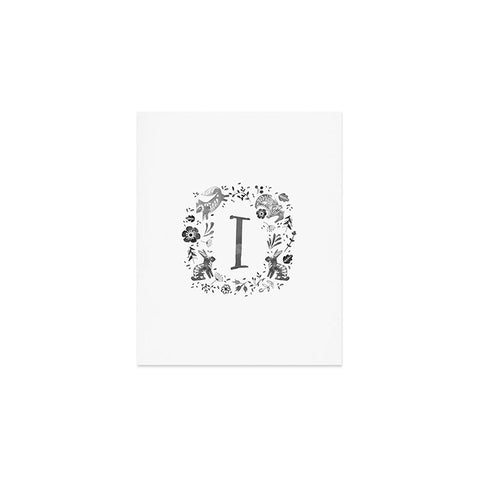 Wonder Forest Folky Forest Monogram Letter I Art Print
