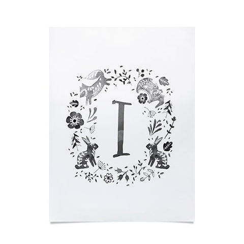 Wonder Forest Folky Forest Monogram Letter I Poster