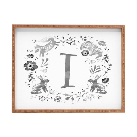 Wonder Forest Folky Forest Monogram Letter I Rectangular Tray