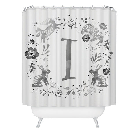 Wonder Forest Folky Forest Monogram Letter I Shower Curtain