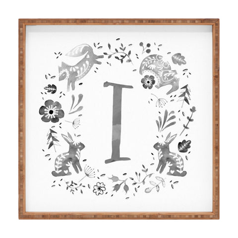 Wonder Forest Folky Forest Monogram Letter I Square Tray