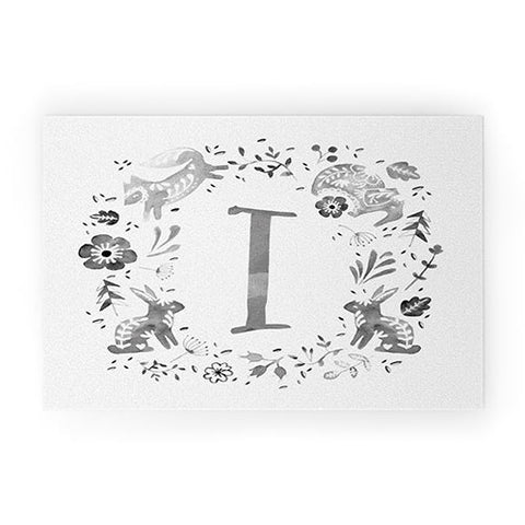 Wonder Forest Folky Forest Monogram Letter I Welcome Mat