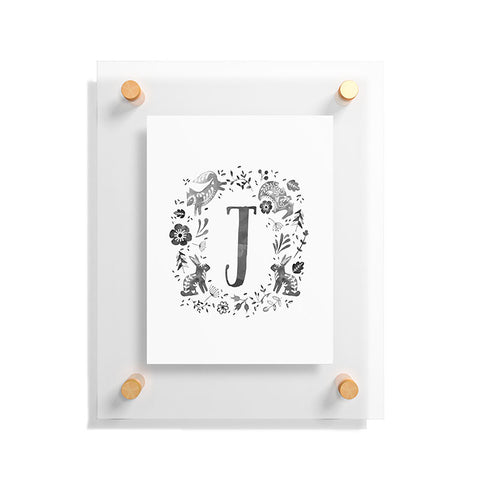 Wonder Forest Folky Forest Monogram Letter J Floating Acrylic Print