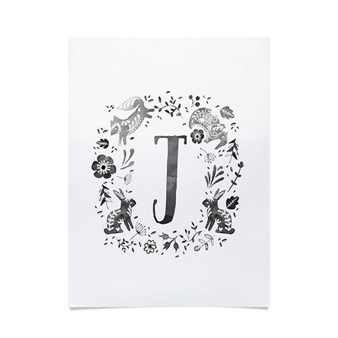 Wonder Forest Folky Forest Monogram Letter J Poster