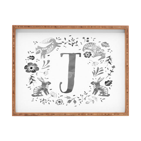 Wonder Forest Folky Forest Monogram Letter J Rectangular Tray