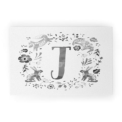 Wonder Forest Folky Forest Monogram Letter J Welcome Mat