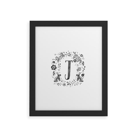 Wonder Forest Folky Forest Monogram Letter J Framed Art Print