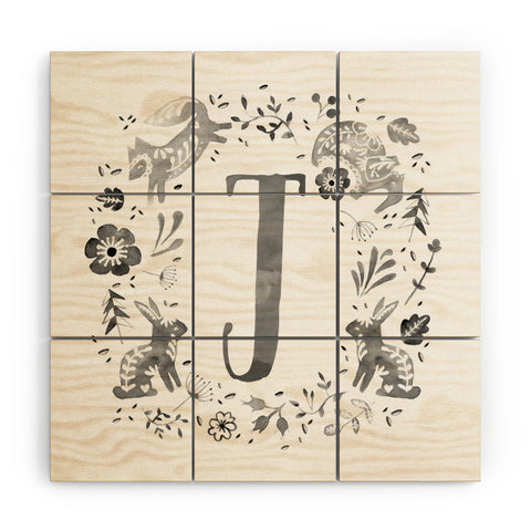 Wonder Forest Folky Forest Monogram Letter J Wood Wall Mural
