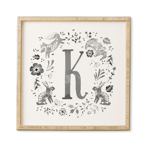 Wonder Forest Folky Forest Monogram Letter K Framed Wall Art