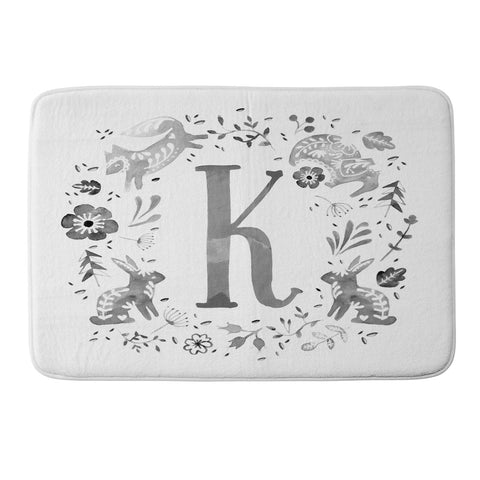 Wonder Forest Folky Forest Monogram Letter K Memory Foam Bath Mat