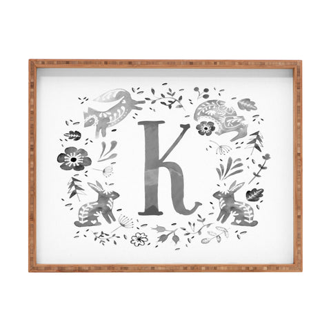 Wonder Forest Folky Forest Monogram Letter K Rectangular Tray