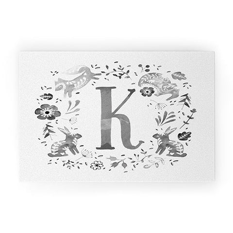 Wonder Forest Folky Forest Monogram Letter K Welcome Mat