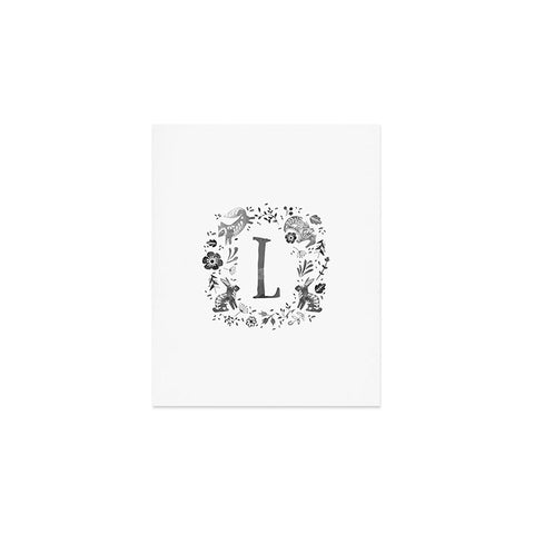 Wonder Forest Folky Forest Monogram Letter L Art Print