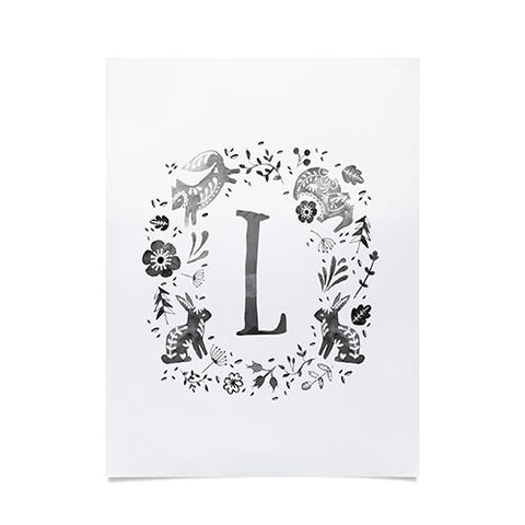 Wonder Forest Folky Forest Monogram Letter L Poster