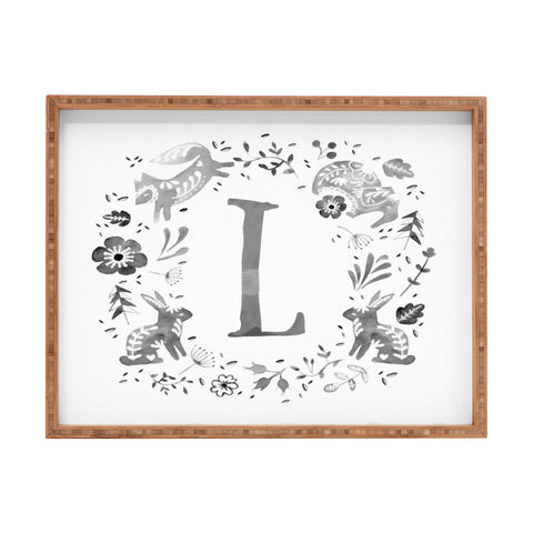 Wonder Forest Folky Forest Monogram Letter L Rectangular Tray