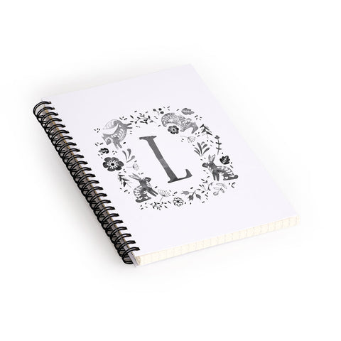 Wonder Forest Folky Forest Monogram Letter L Spiral Notebook