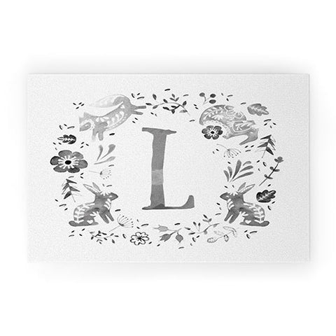 Wonder Forest Folky Forest Monogram Letter L Welcome Mat
