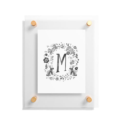 Wonder Forest Folky Forest Monogram Letter M Floating Acrylic Print