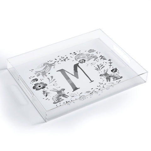 Wonder Forest Folky Forest Monogram Letter M Acrylic Tray