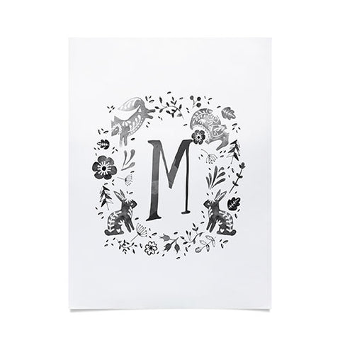 Wonder Forest Folky Forest Monogram Letter M Poster