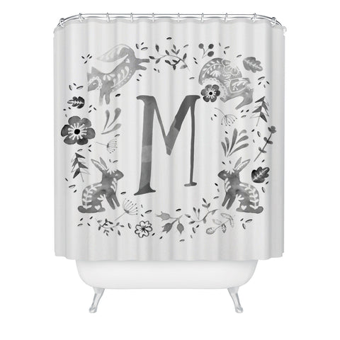Wonder Forest Folky Forest Monogram Letter M Shower Curtain